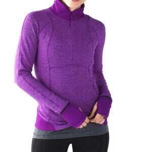 Lululemon Runderful 1/2 Zip in the Mini Check Pique Heathered Tender Violet sz 6